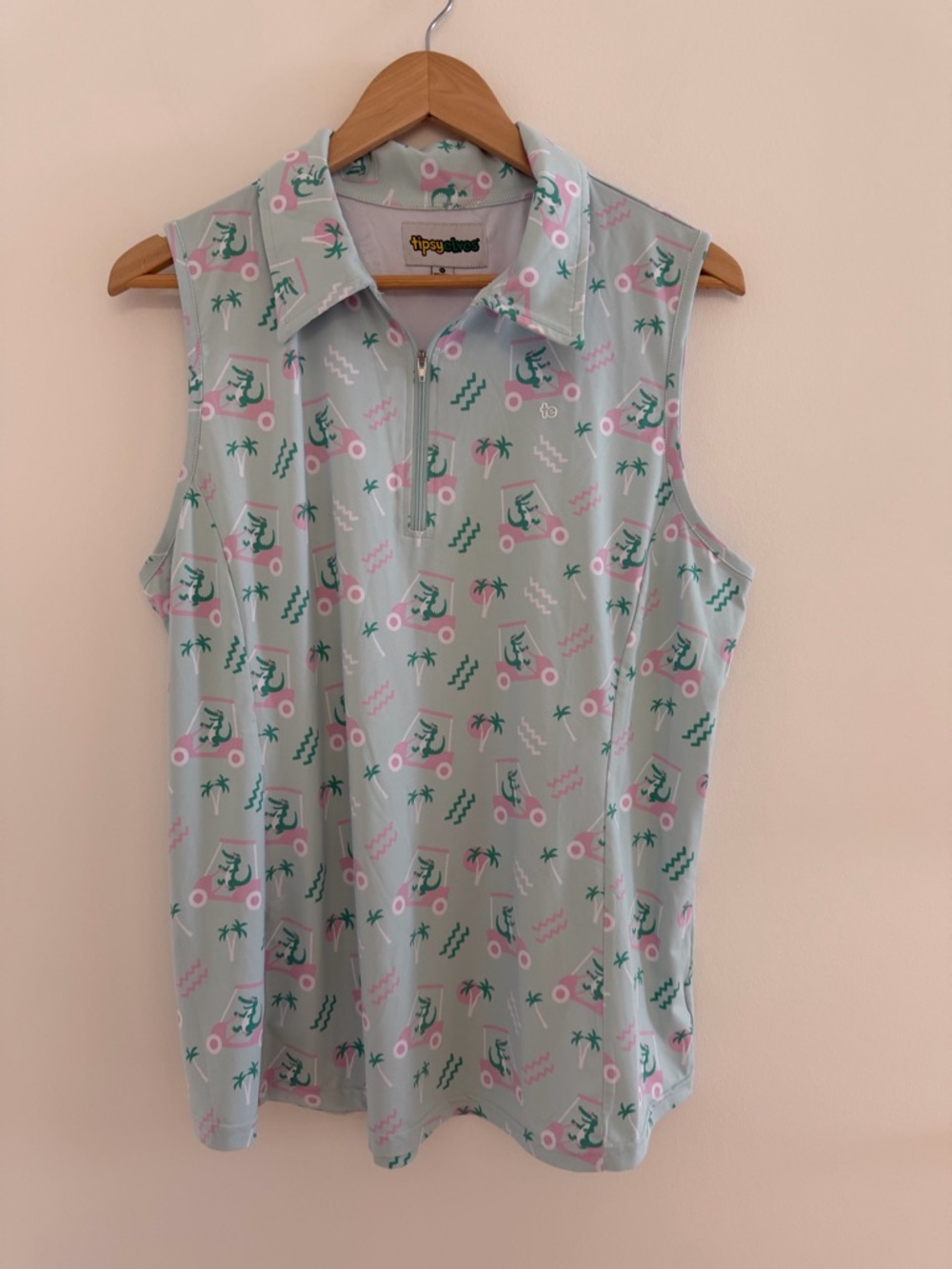 Tipsy Elves Women’s Golf Shirt XL Alligators Golf Cart Quarter Zip Sleeveless